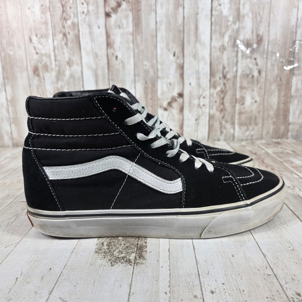 Vans‎ Sk8-Hi Black White High Top Suede Canvas Sneakers Womens 11 Mens 9.5